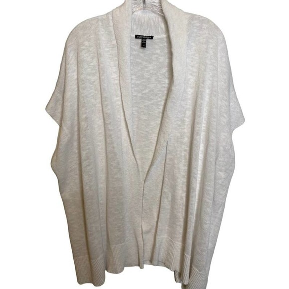 Eileen Fisher Open Front Sweater Vest Poncho oversized White Sz Small Petite - Picture 1 of 6